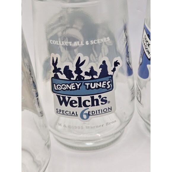 1994 Welch's Looney Tunes Glass Jelly Jars Glasses Set of 4 - Picture 3 of 11